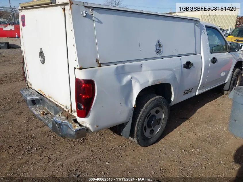 1GBGSBFE5C8151420 2012 Chevrolet Colorado Work Truck