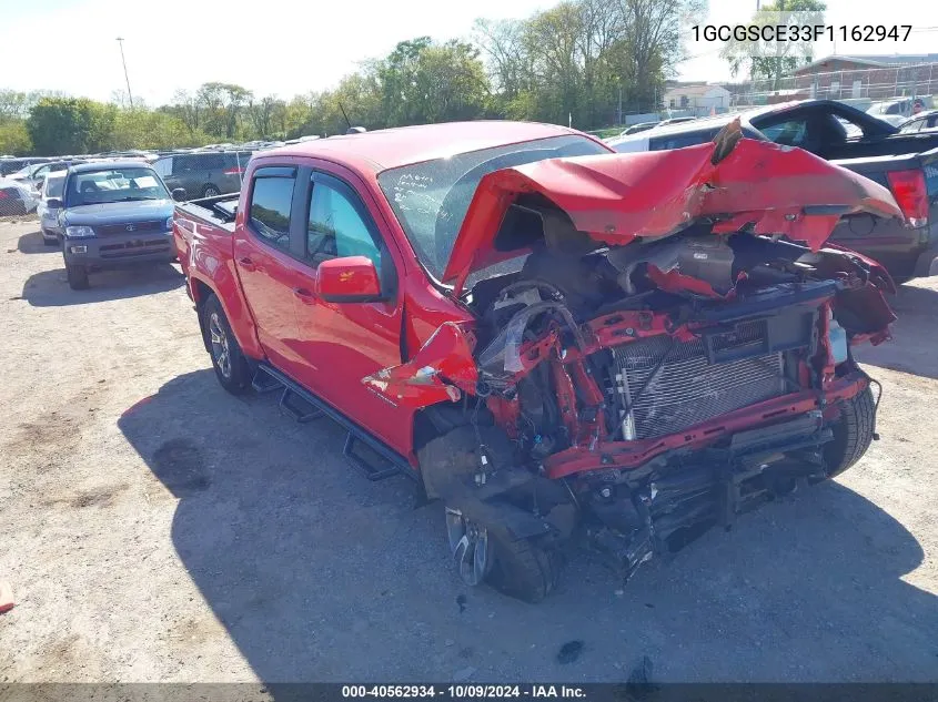 2015 Chevrolet Colorado Z71 VIN: 1GCGSCE33F1162947 Lot: 40562934