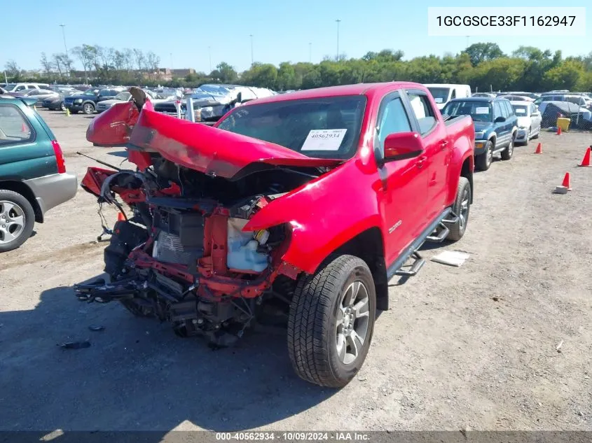 2015 Chevrolet Colorado Z71 VIN: 1GCGSCE33F1162947 Lot: 40562934