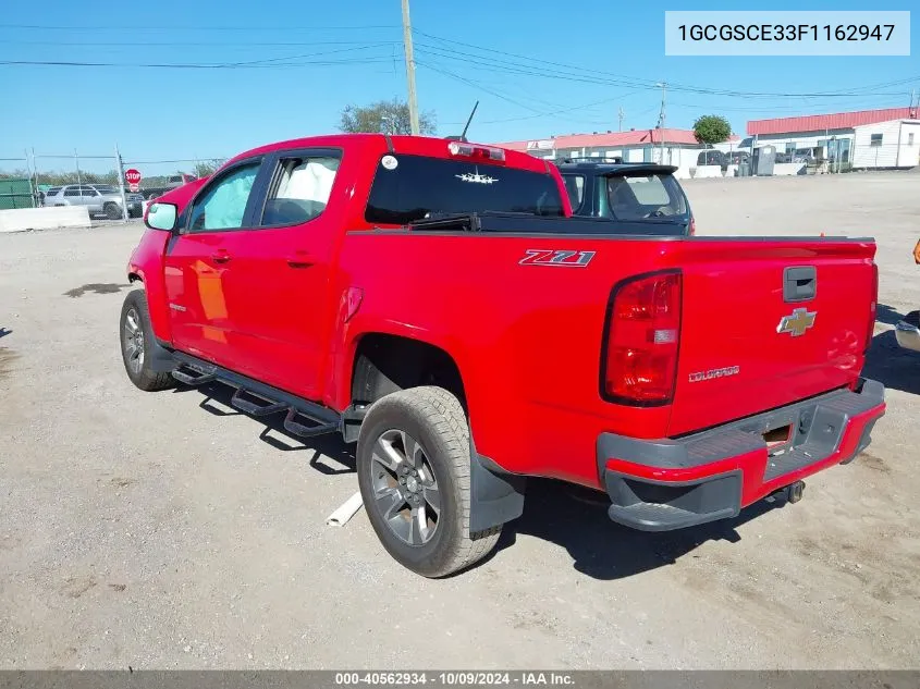 2015 Chevrolet Colorado Z71 VIN: 1GCGSCE33F1162947 Lot: 40562934