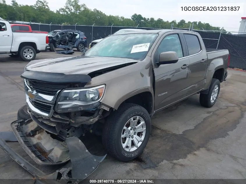 1GCGSCEA2G1231837 2016 Chevrolet Colorado Lt