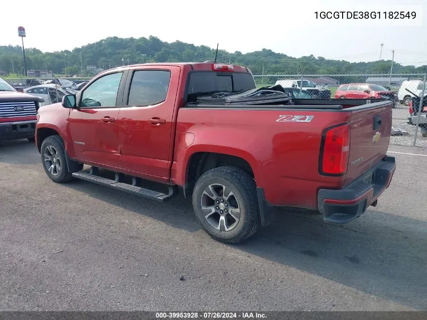 2016 Chevrolet Colorado Z71 VIN: 1GCGTDE38G1182549 Lot: 39953928