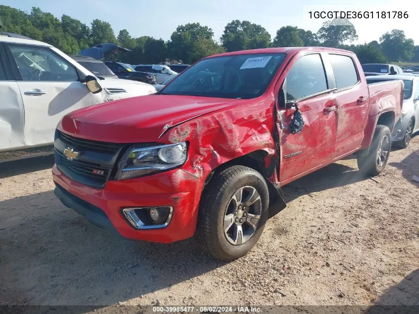 1GCGTDE36G1181786 2016 Chevrolet Colorado Z71