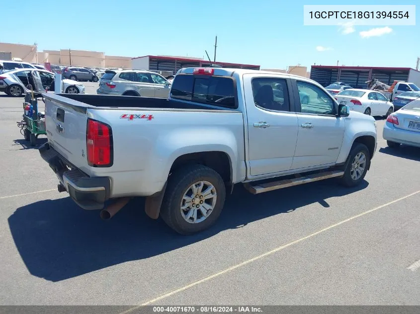 1GCPTCE18G1394554 2016 Chevrolet Colorado Lt