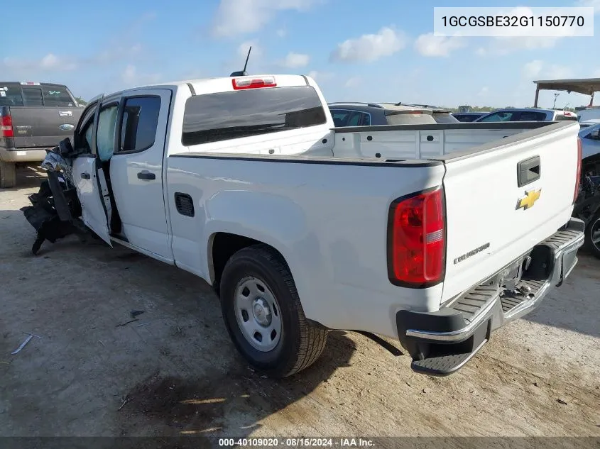 2016 Chevrolet Colorado Wt VIN: 1GCGSBE32G1150770 Lot: 40109020