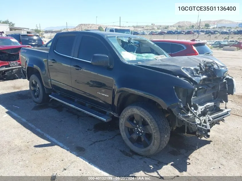 2016 Chevrolet Colorado Lt VIN: 1GCGTCE35G1136400 Lot: 40132199