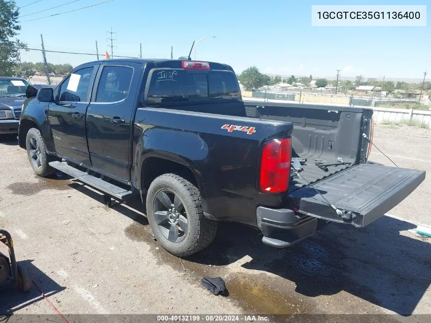 1GCGTCE35G1136400 2016 Chevrolet Colorado Lt