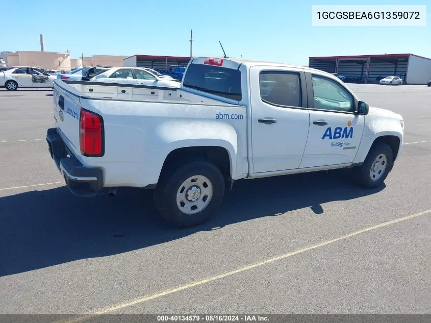 2016 Chevrolet Colorado Wt VIN: 1GCGSBEA6G1359072 Lot: 40134579