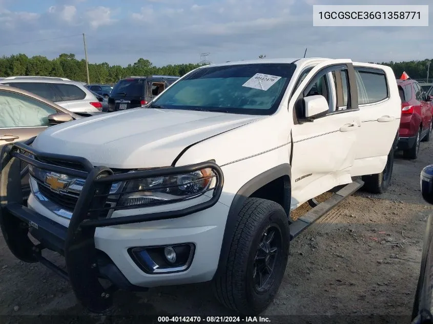 2016 Chevrolet Colorado Lt VIN: 1GCGSCE36G1358771 Lot: 40142470