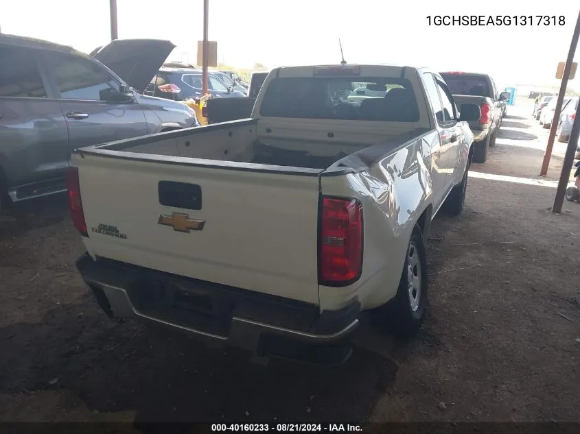 1GCHSBEA5G1317318 2016 Chevrolet Colorado