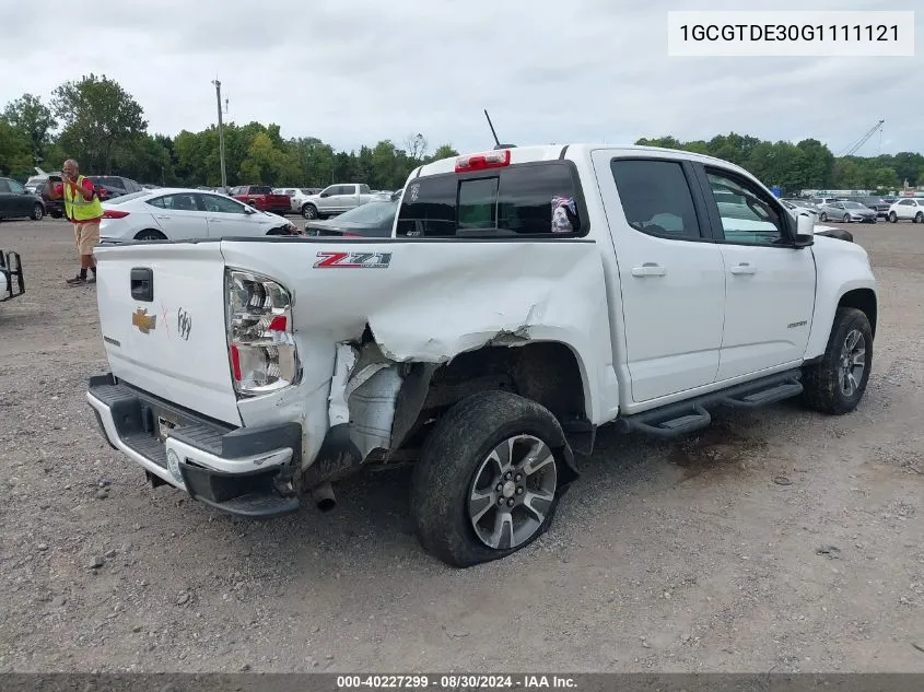 2016 Chevrolet Colorado Z71 VIN: 1GCGTDE30G1111121 Lot: 40227299