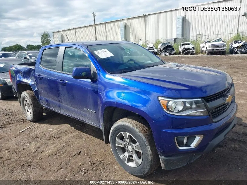 2016 Chevrolet Colorado Z71 VIN: 1GCGTDE38G1360637 Lot: 40271499