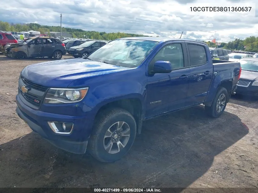 2016 Chevrolet Colorado Z71 VIN: 1GCGTDE38G1360637 Lot: 40271499