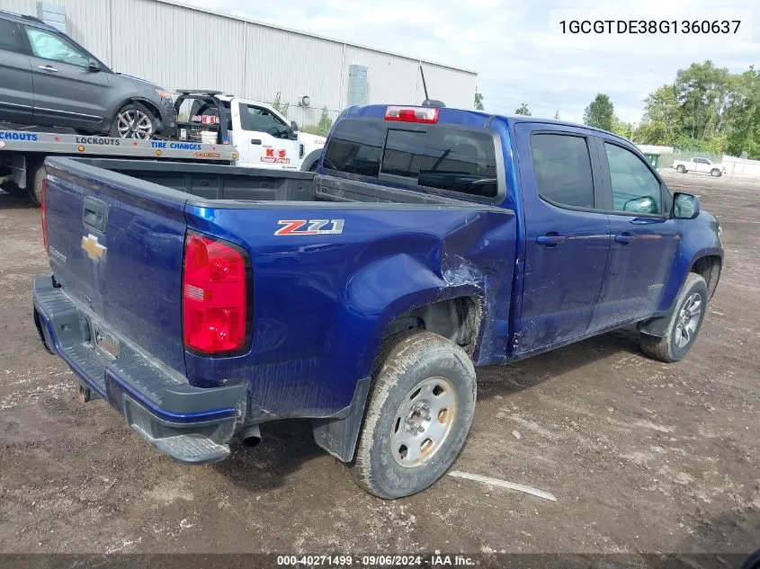 2016 Chevrolet Colorado Z71 VIN: 1GCGTDE38G1360637 Lot: 40271499