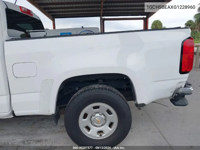 2016 Chevrolet Colorado VIN: 1GCHSBEAXG1228960 Lot: 40287577