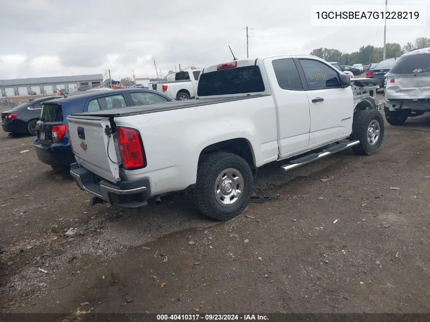 2016 Chevrolet Colorado VIN: 1GCHSBEA7G1228219 Lot: 40410317