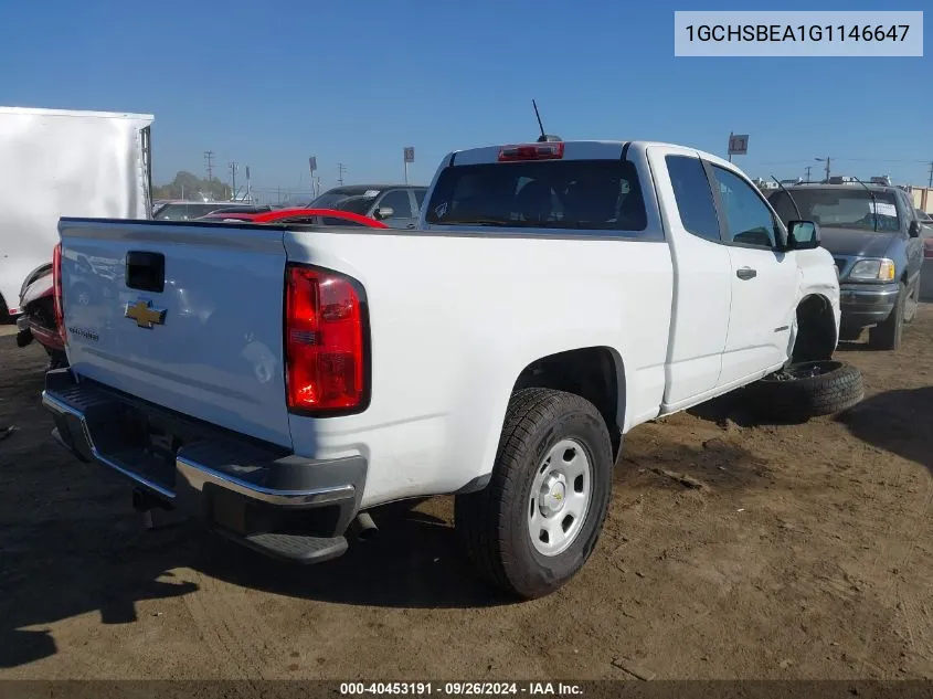 2016 Chevrolet Colorado Wt VIN: 1GCHSBEA1G1146647 Lot: 40453191