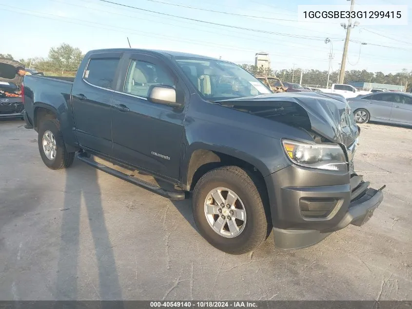 2016 Chevrolet Colorado Wt VIN: 1GCGSBE33G1299415 Lot: 40549140