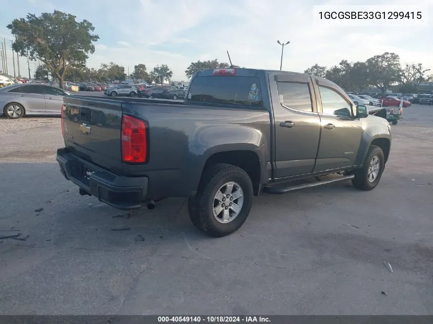 2016 Chevrolet Colorado Wt VIN: 1GCGSBE33G1299415 Lot: 40549140