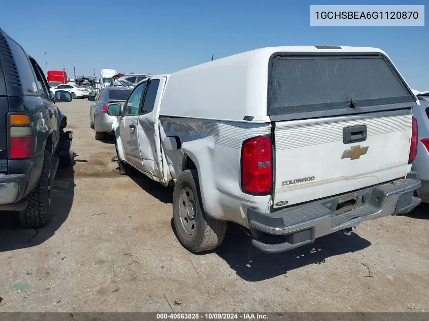 2016 Chevrolet Colorado VIN: 1GCHSBEA6G1120870 Lot: 40563828