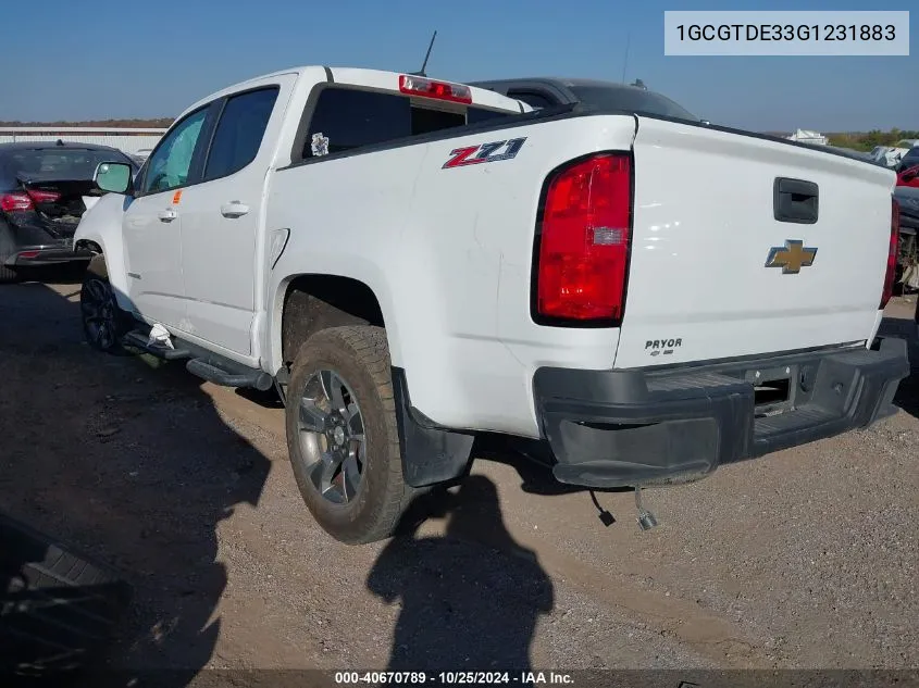 2016 Chevrolet Colorado Z71 VIN: 1GCGTDE33G1231883 Lot: 40670789