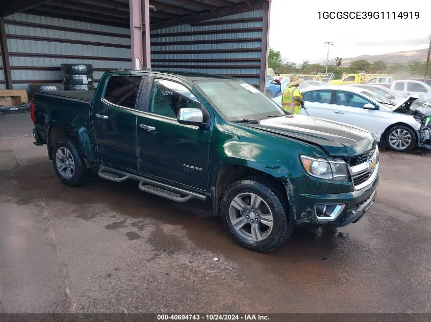 2016 Chevrolet Colorado Lt VIN: 1GCGSCE39G1114919 Lot: 40694743