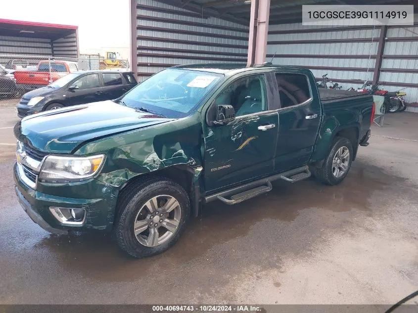 2016 Chevrolet Colorado Lt VIN: 1GCGSCE39G1114919 Lot: 40694743