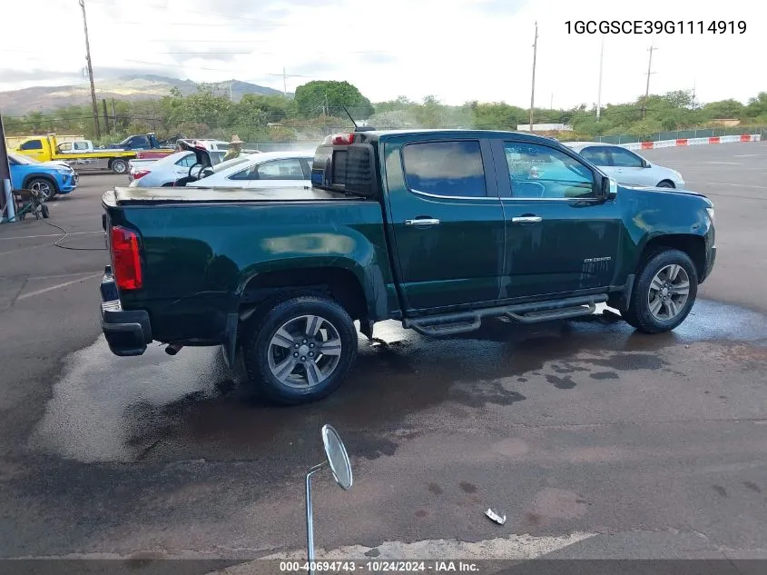 2016 Chevrolet Colorado Lt VIN: 1GCGSCE39G1114919 Lot: 40694743