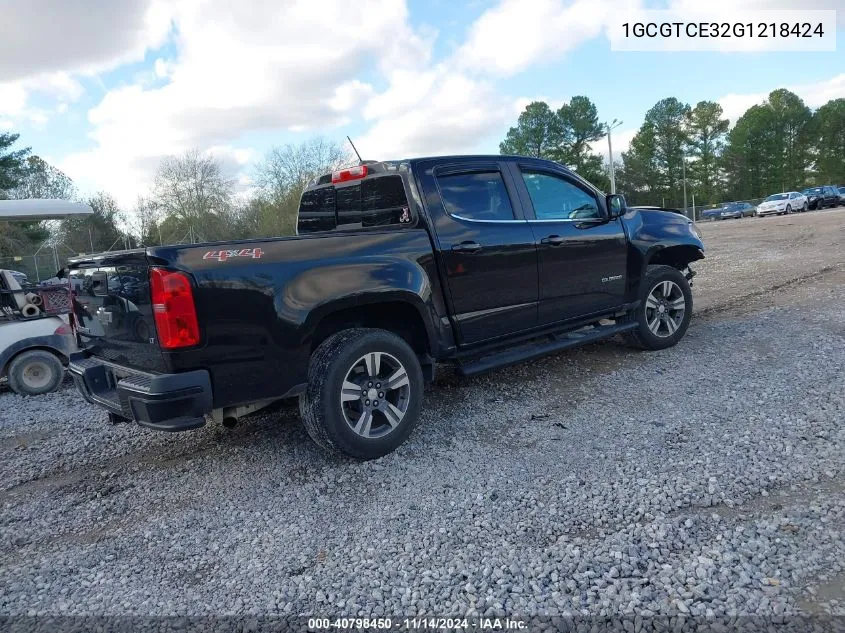 2016 Chevrolet Colorado Lt VIN: 1GCGTCE32G1218424 Lot: 40798450