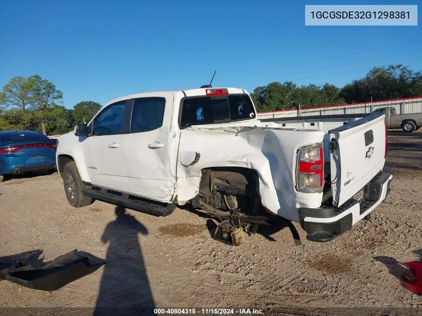 2016 Chevrolet Colorado Z71 VIN: 1GCGSDE32G1298381 Lot: 40804315