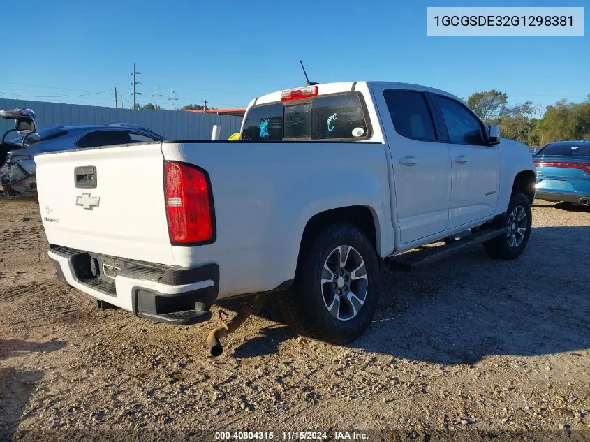 2016 Chevrolet Colorado Z71 VIN: 1GCGSDE32G1298381 Lot: 40804315