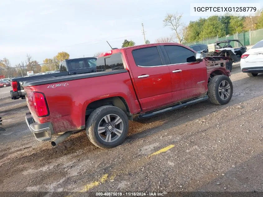 2016 Chevrolet Colorado Lt VIN: 1GCPTCE1XG1258779 Lot: 40875019