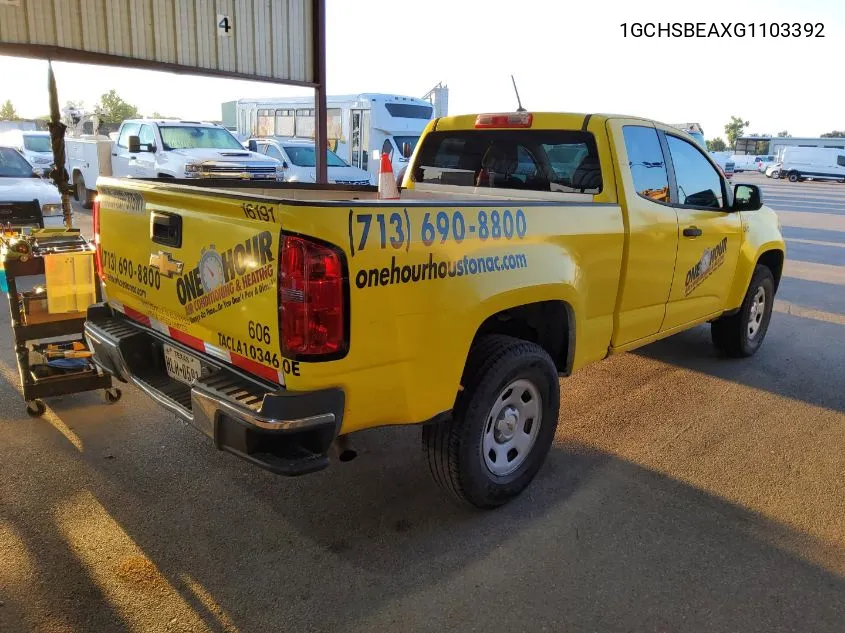 2016 Chevrolet Colorado VIN: 1GCHSBEAXG1103392 Lot: 40887110