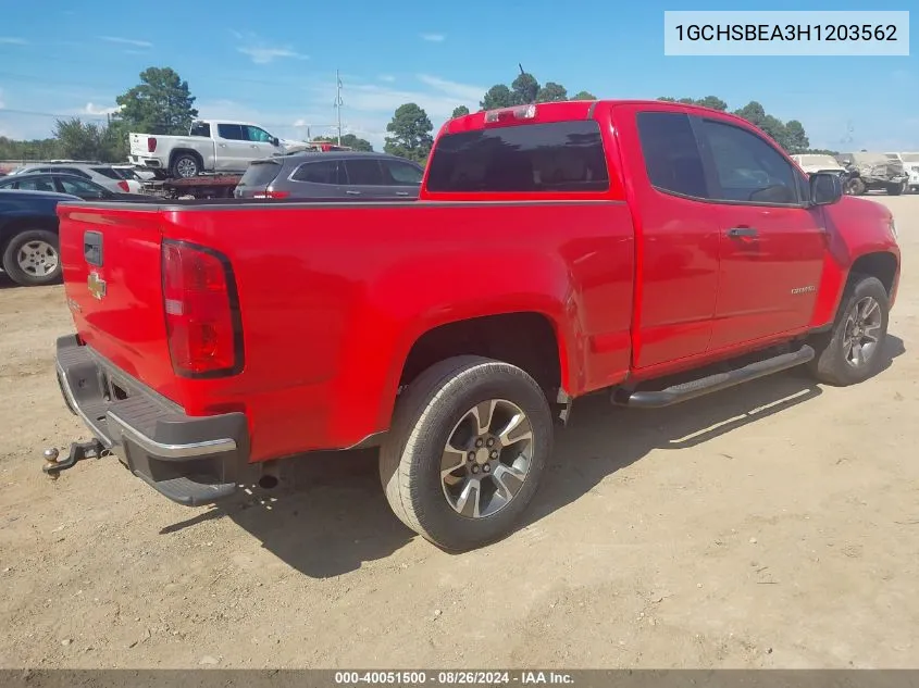 2017 Chevrolet Colorado Wt VIN: 1GCHSBEA3H1203562 Lot: 40051500