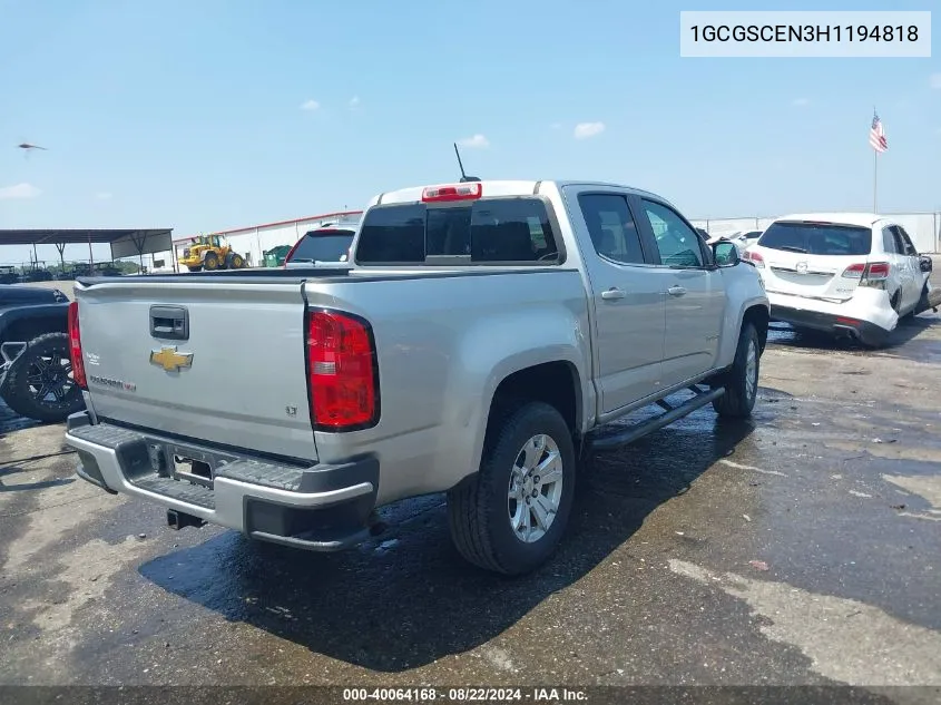 1GCGSCEN3H1194818 2017 Chevrolet Colorado Lt