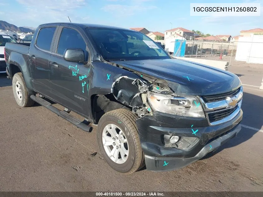 2017 Chevrolet Colorado Lt VIN: 1GCGSCEN1H1260802 Lot: 40181500