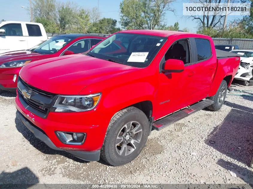 2017 Chevrolet Colorado Z71 VIN: 1GCGTDEN0H1180281 Lot: 40290435