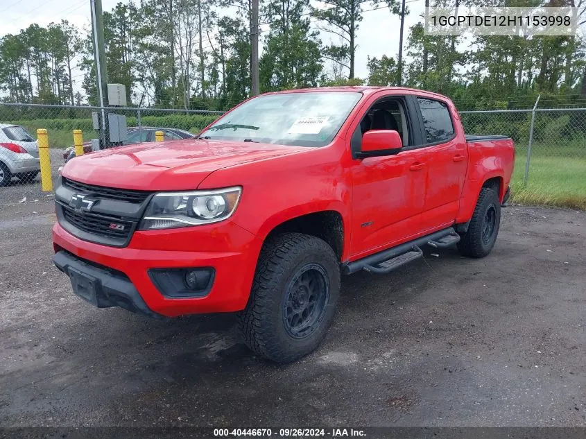 2017 Chevrolet Colorado Z71 VIN: 1GCPTDE12H1153998 Lot: 40446670