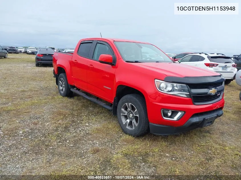 2017 Chevrolet Colorado Z71 VIN: 1GCGTDEN5H1153948 Lot: 40533651