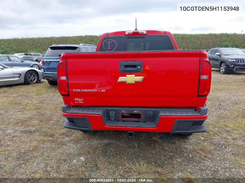 2017 Chevrolet Colorado Z71 VIN: 1GCGTDEN5H1153948 Lot: 40533651