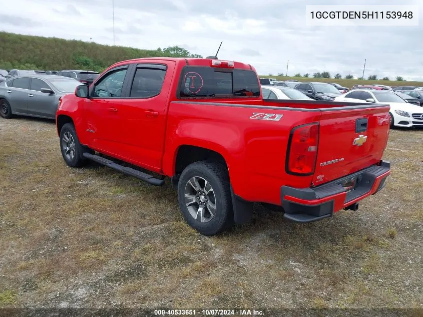 2017 Chevrolet Colorado Z71 VIN: 1GCGTDEN5H1153948 Lot: 40533651