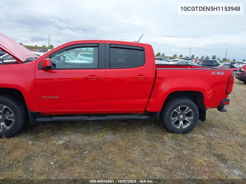 2017 Chevrolet Colorado Z71 VIN: 1GCGTDEN5H1153948 Lot: 40533651