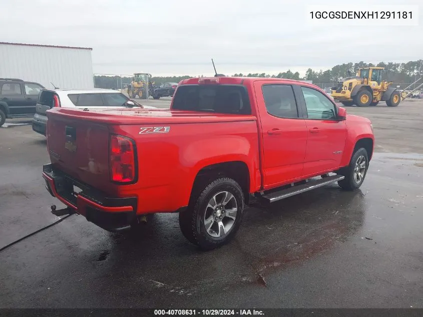 2017 Chevrolet Colorado Z71 VIN: 1GCGSDENXH1291181 Lot: 40708631