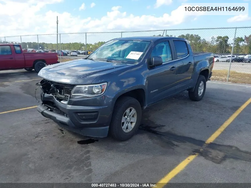 2017 Chevrolet Colorado Wt VIN: 1GCGSBEA4H1164699 Lot: 40727483