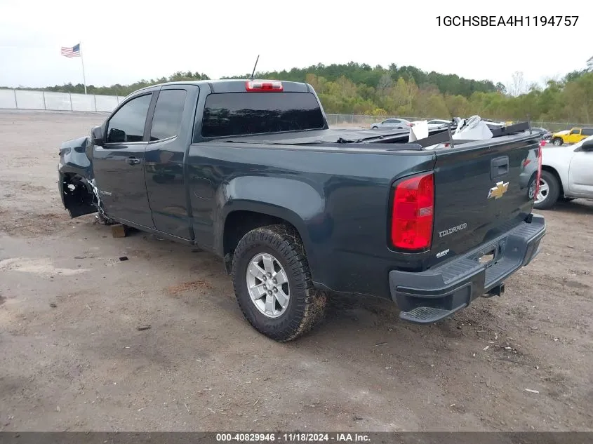 2017 Chevrolet Colorado Wt VIN: 1GCHSBEA4H1194757 Lot: 40829946