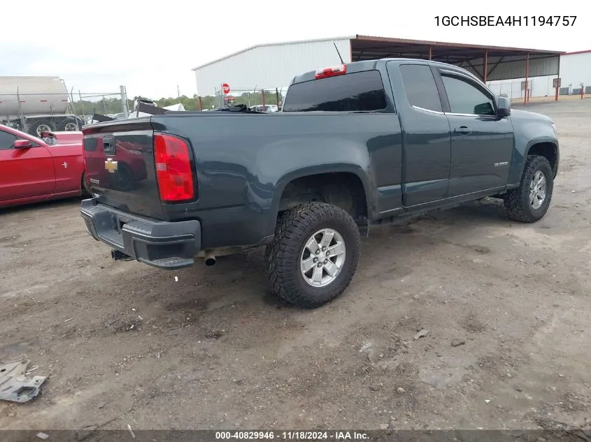 2017 Chevrolet Colorado Wt VIN: 1GCHSBEA4H1194757 Lot: 40829946