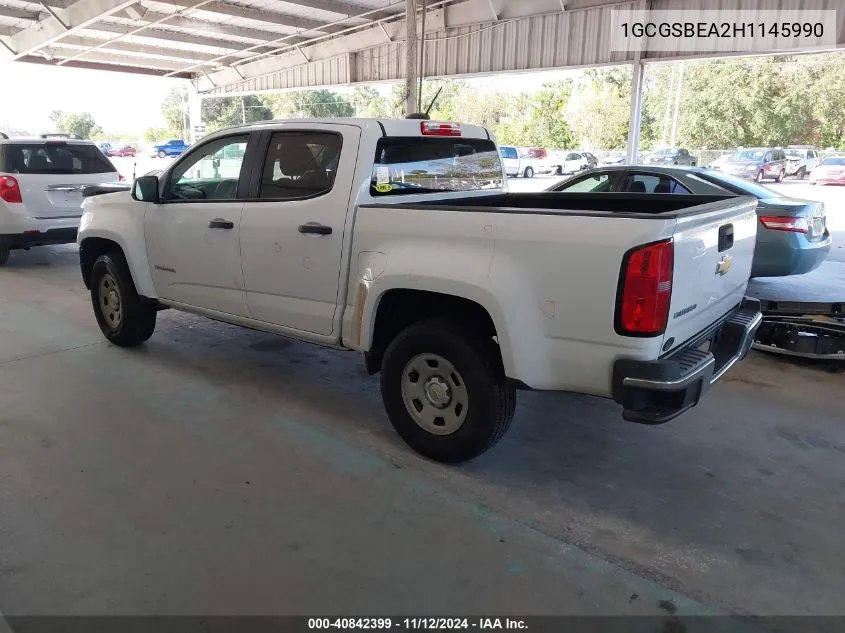 2017 Chevrolet Colorado Wt VIN: 1GCGSBEA2H1145990 Lot: 40842399