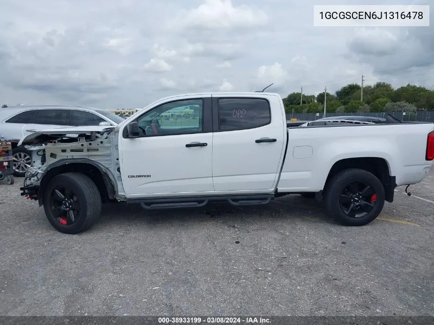 2018 Chevrolet Colorado Lt VIN: 1GCGSCEN6J1316478 Lot: 38933199