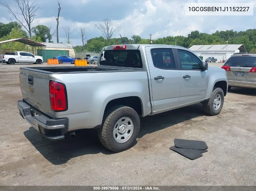 2018 Chevrolet Colorado Wt VIN: 1GCGSBEN1J1152227 Lot: 39979566