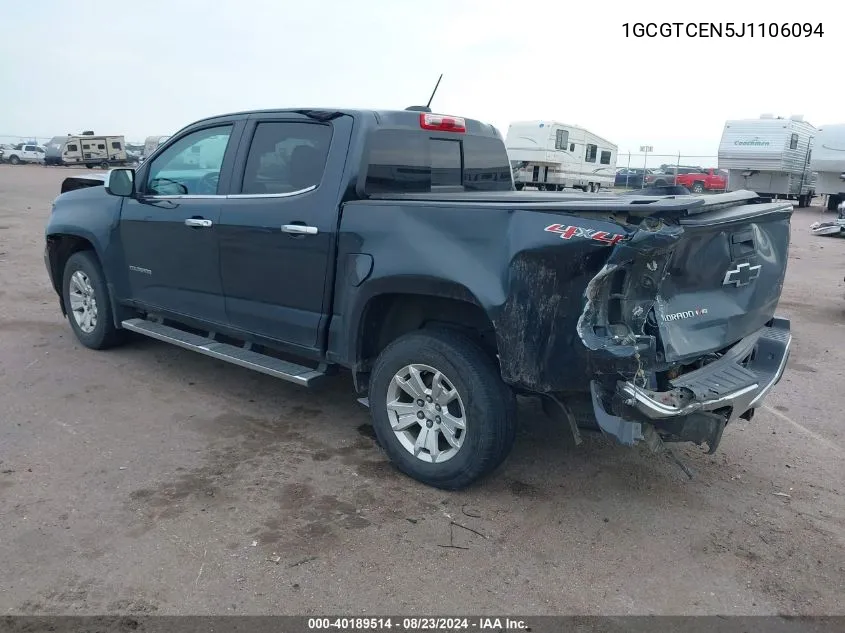 2018 Chevrolet Colorado Lt VIN: 1GCGTCEN5J1106094 Lot: 40189514